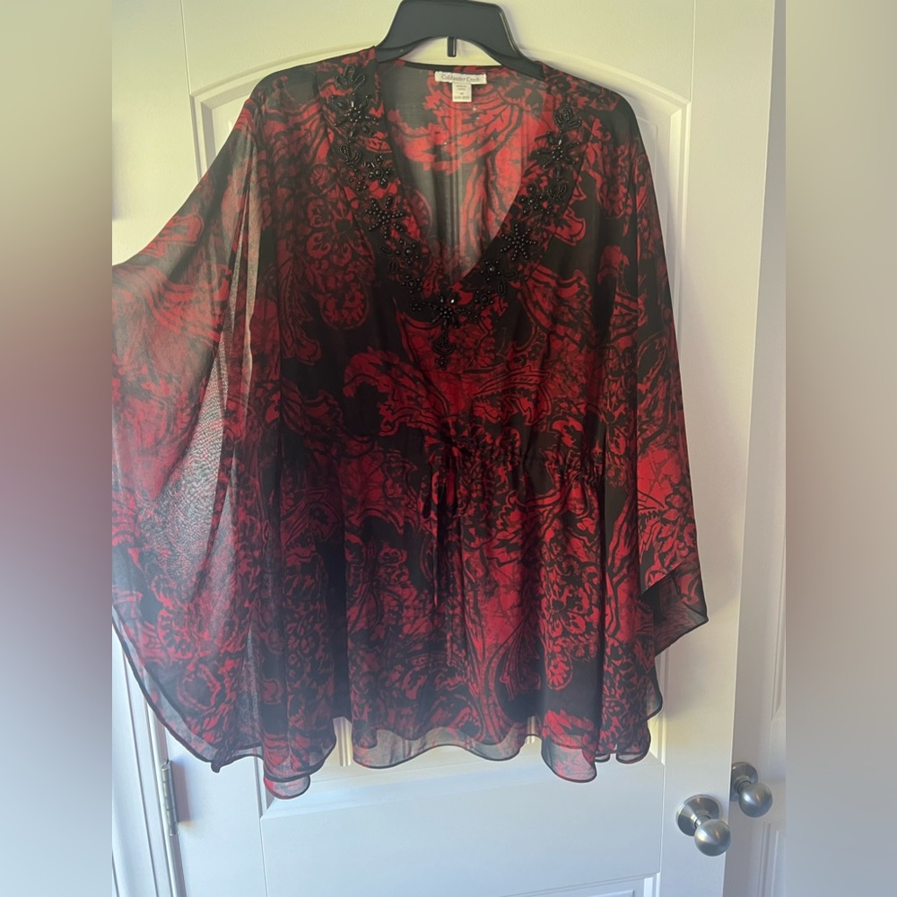 Coldwater Creek printed embellished poncho size 1X